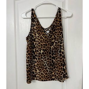 Express Silky Leopard Print Top Size Medium